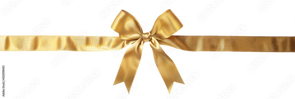 Isolated Gold Bow with Ribbon Border Isolated Gold Bow with Ribbon Border