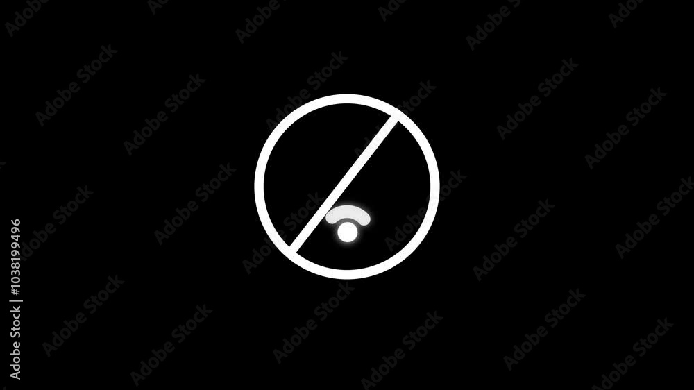 Flashing Wi-Fi no signal indicator, animation . No wi-fi icon with circle animation. Flashing Wi-Fi no signal indicator, animation . No wi-fi icon with circle animation.
