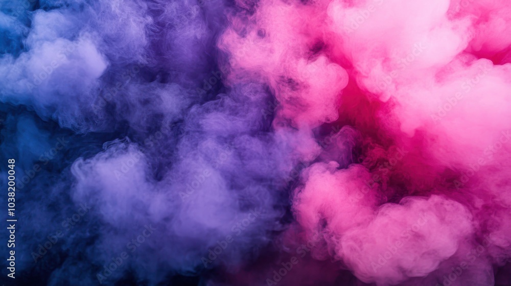 Colorful smoke clouds swirl in vibrant shades of pink and purple creating an artistic backdrop for creative projects Colorful smoke clouds swirl in vibrant shades of pink and purple creating an artistic backdrop for creative projects