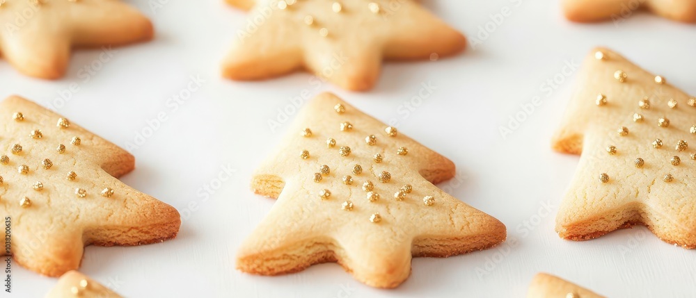 Delicious homemade Christmas tree cookies with a golden sprinkle, perfect for festive celebrations and holiday baking. Delicious homemade Christmas tree cookies with a golden sprinkle, perfect for festive celebrations and holiday baking.