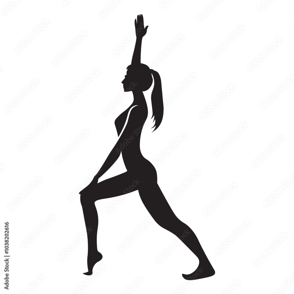 Women doing Yoga, Pilates set. Slim girl doing yoga. Hand drawn black silhouettes Vector illustration. Warrior pose, Health care and lifestyle concept. Female yoga Women doing Yoga, Pilates set. Slim girl doing yoga. Hand drawn black silhouettes Vector illustration. Warrior pose, Health care and lifestyle concept. Female yoga