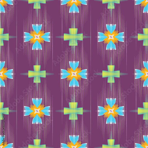 seamless Ikat flora pattern design for fabric curtain wallpaper mattresses carpet floor bed sheet bolster pillow blanket ceramic tile background wrapping ornament