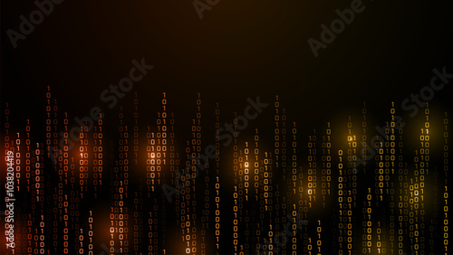 Matrix vector digital code rain in a Matrix inspired futuristic style. Light Effect matrix background. High-tech backdrop with glowing binary characters
