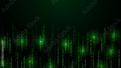 Matrix vector digital code rain in a Matrix inspired futuristic style. Light Effect matrix background. High-tech backdrop with glowing binary characters
