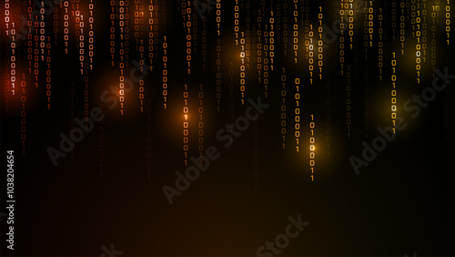 Matrix vector digital code rain in a Matrix inspired futuristic style. Light Effect matrix background. High-tech backdrop with glowing binary characters
