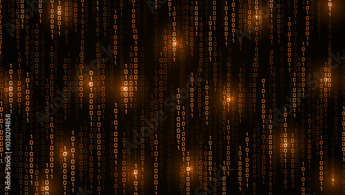 Matrix vector digital code rain in a Matrix inspired futuristic style. Light Effect matrix background. High-tech backdrop with glowing binary characters
