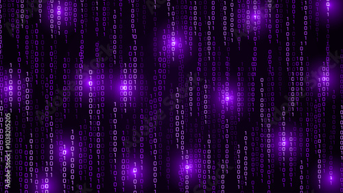 Matrix vector digital code rain in a Matrix inspired futuristic style. Light Effect matrix background. High-tech backdrop with glowing binary characters
