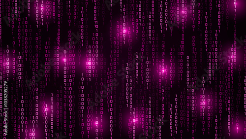 Matrix vector digital code rain in a Matrix inspired futuristic style. Light Effect matrix background. High-tech backdrop with glowing binary characters
