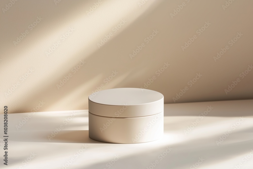 Minimalist Powder Case Mockup with Natural Light and Soft Shadows Minimalist Powder Case Mockup with Natural Light and Soft Shadows