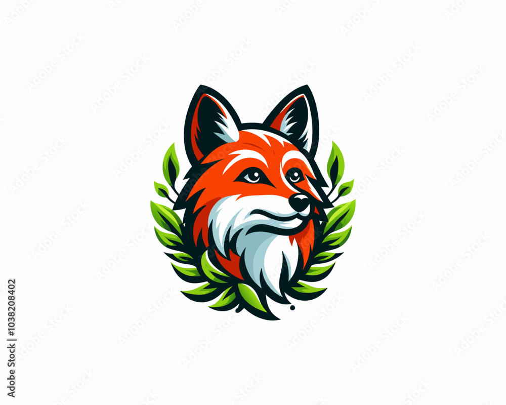 Fototapeta premium Colorful cartoon fox logo design vector illustration
