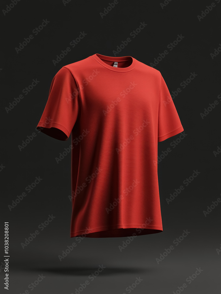 floating 3d mockup of a red t-shirt on dark grey studio background floating 3d mockup of a red t-shirt on dark grey studio background