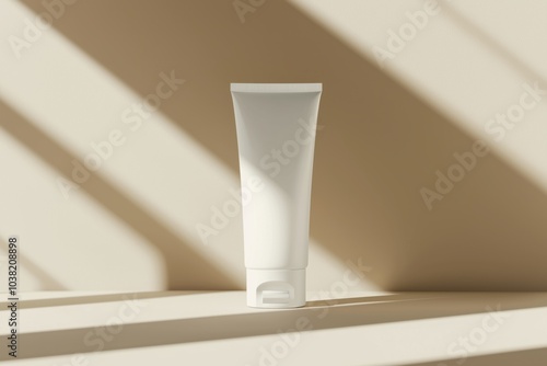 Minimalist Cream Tube Mockup with Shadow Play