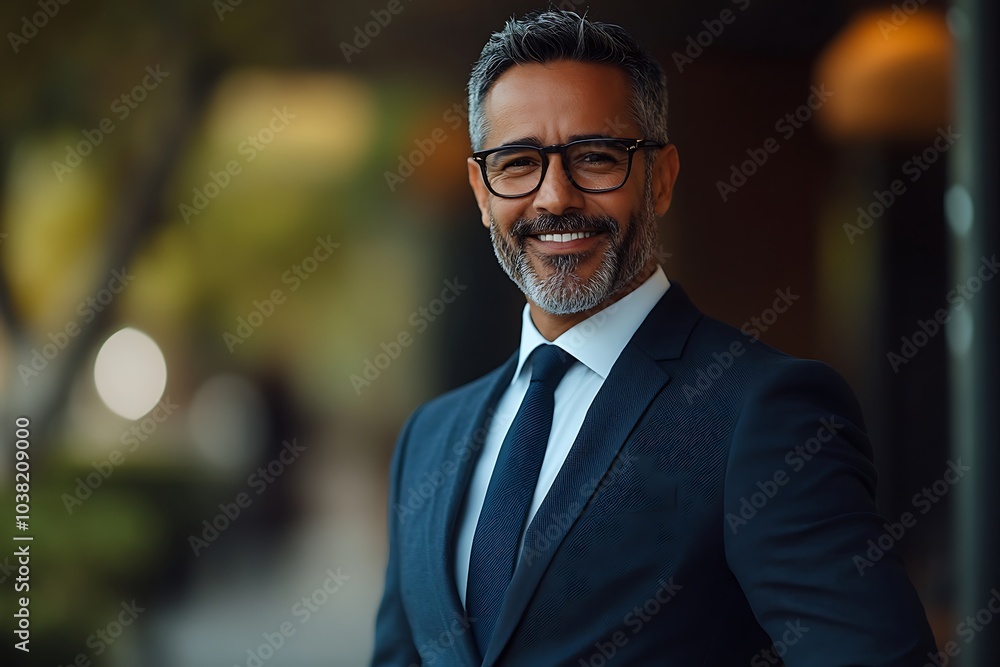 Confident Businessman with Gray Hair and Glasses Portrait Confident Businessman with Gray Hair and Glasses Portrait