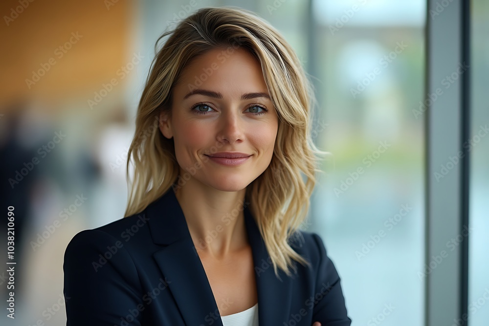 Confident Businesswoman in Blue Blazer - Portrait of Leadership Confident Businesswoman in Blue Blazer - Portrait of Leadership