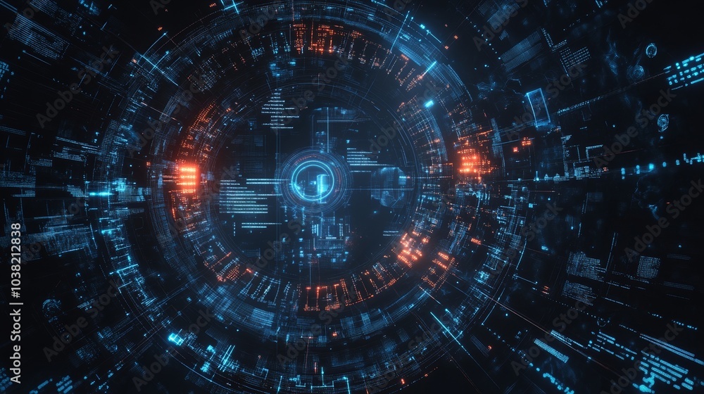 Obraz premium Futurism depicts an automated AI genomic data scientist set against a black background, combining beauty and advanced technology in a sci-fi style