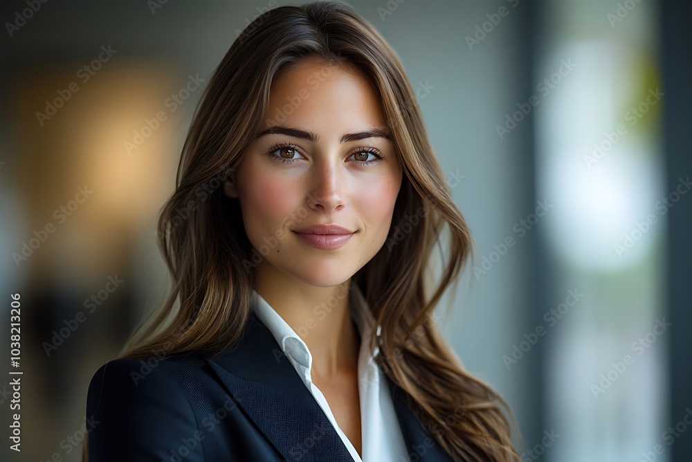 Confident Businesswoman in Suit, Direct Eye Contact Confident Businesswoman in Suit, Direct Eye Contact
