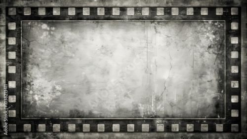 Black White Grunge Texture Background with Grainy Vintage Film Border for Artistic Projects, Photography, and Graphic Design - Perfect for Creative Layouts and Textures