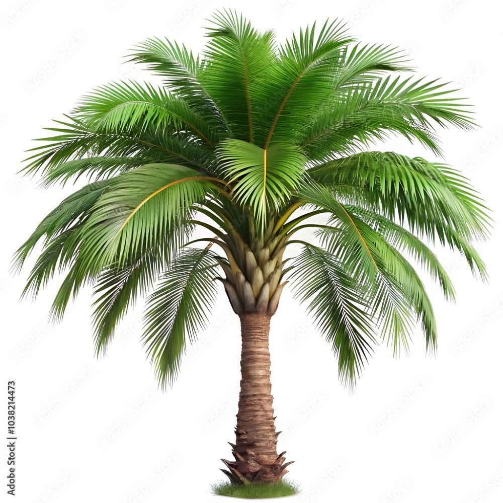 Obraz premium exotic green palm tree isolated on white background