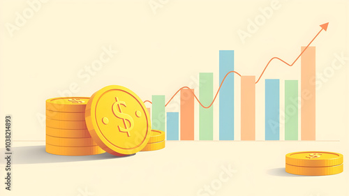 Gold Coins and Rising Chart Symbol