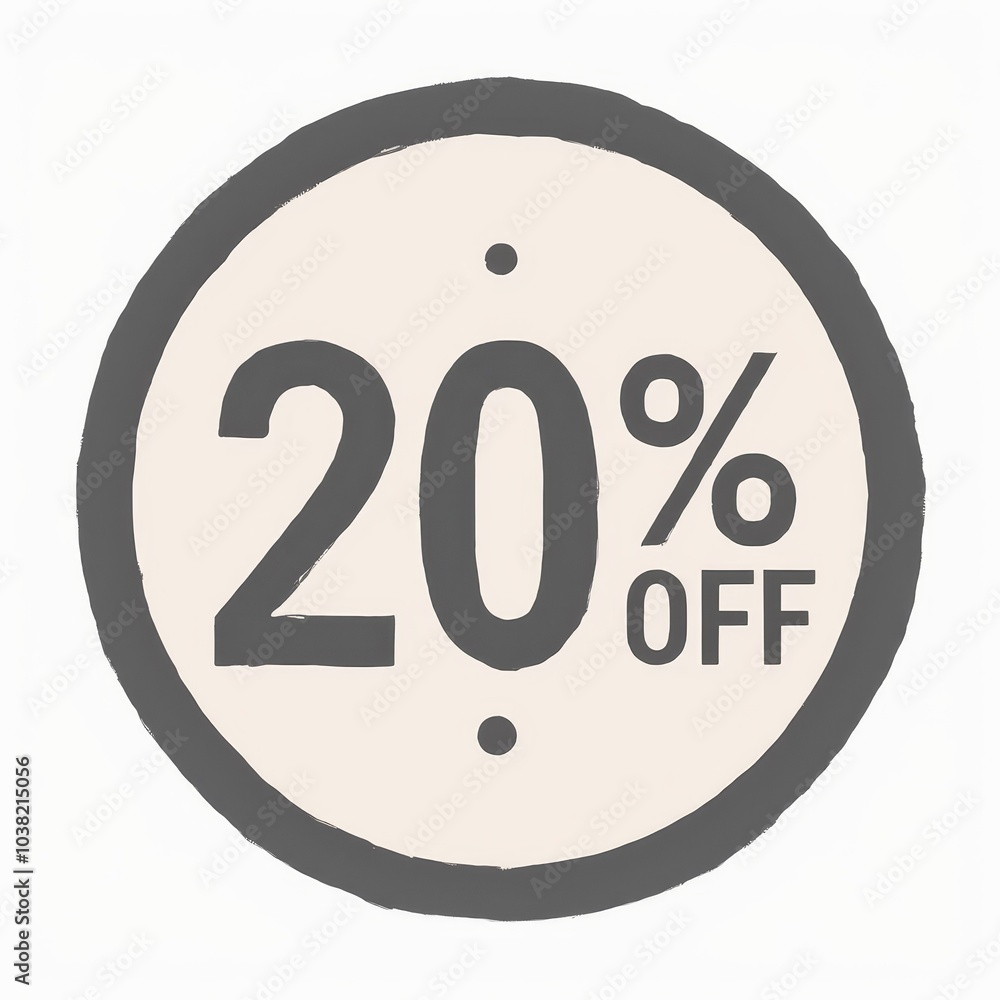 2D icons representing a 20 percent discount, designed for sale promotions in a vibrant theme 2D icons representing a 20 percent discount, designed for sale promotions in a vibrant theme
