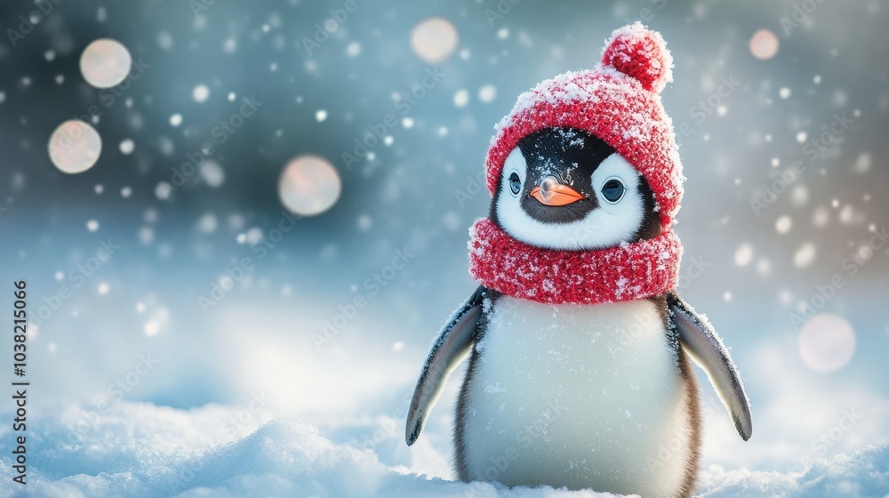 cute penguin standing in the snow cute penguin standing in the snow