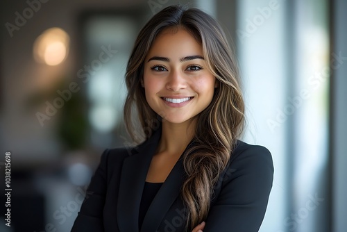 Confident Businesswoman Smiling - Professional Portrait in Office Setting Free Download Confident Businesswoman Smiling - Professional Portrait in Office Setting - GFXLoad