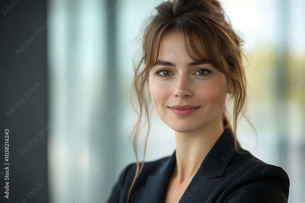 Confident Businesswoman Smiling Close Up Portrait - Studio Lighting Confident Businesswoman Smiling Close Up Portrait - Studio Lighting