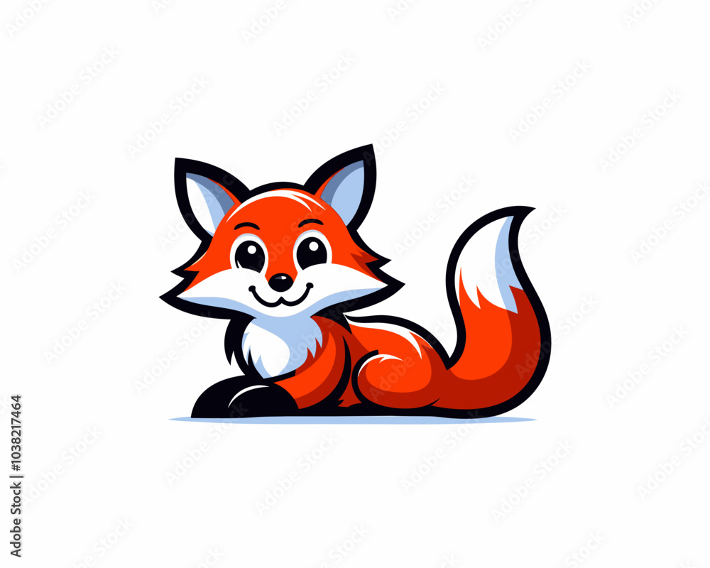 Obraz premium Colorful cartoon fox logo design vector illustration