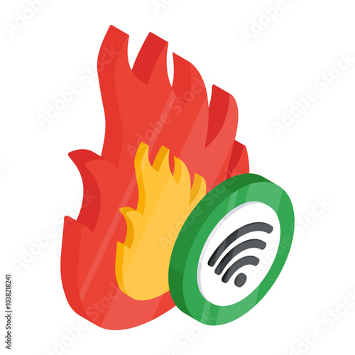 Modern design icon of wifi burning 


