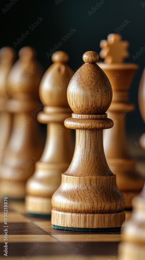 The Strategic Depth of Chess A Close-Up on Wooden Pawn Pieces Ready for Battle The Strategic Depth of Chess A Close-Up on Wooden Pawn Pieces Ready for Battle