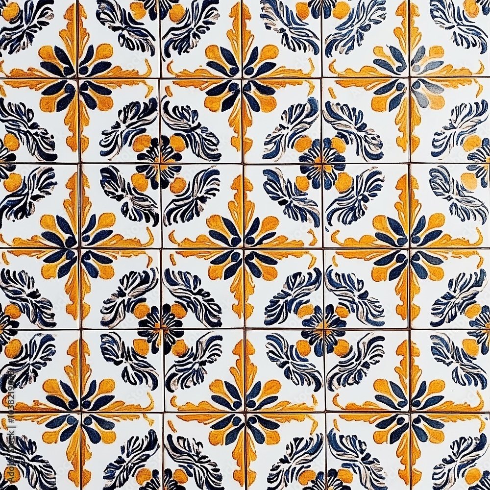 Azulejo** Pattern - A ceramic tile pattern known for its intricate and unique designs, characteristic of Portuguese art Azulejo** Pattern - A ceramic tile pattern known for its intricate and unique designs, characteristic of Portuguese art