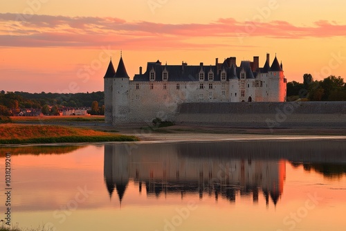 Chateau of Sully-sur-Loire at Sunset: Old Medieval Castle in Loire Valley, France