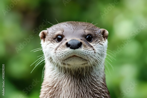 Otter: Cute Close-up Portrait of Asian Small-Clawed Otter with Soft Background