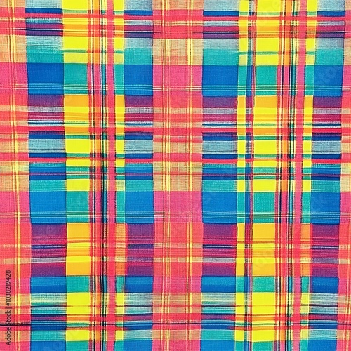 Bajan Madras** Pattern - A bright and colorful fabric pattern used in the national dress of Barbados. photo