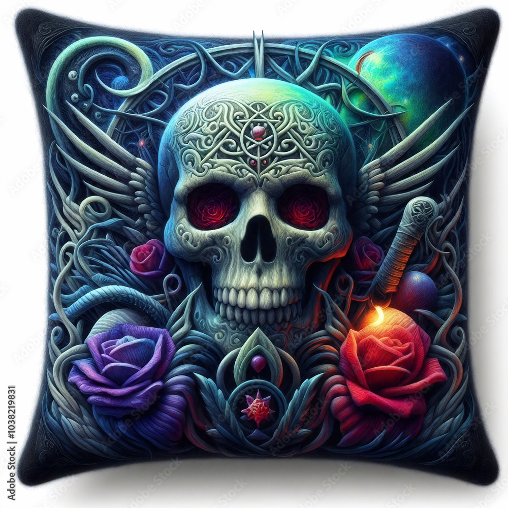 Gothic Pillow Design Sketch. Mockup Gothic Pillow Design Sketch. Mockup
