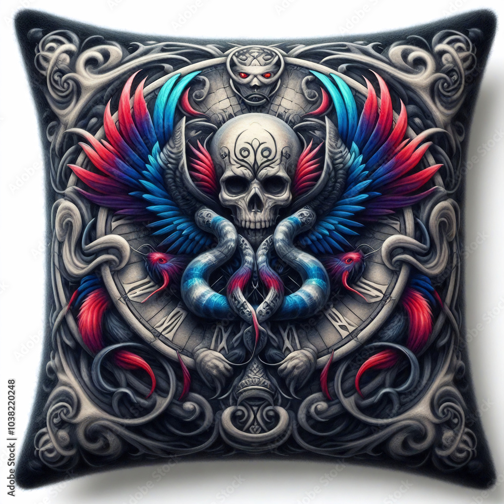 Naklejka premium Gothic Pillow Design Sketch. Mockup