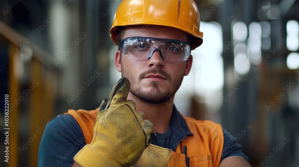 Personal protective equipment for construction: gloves and eyewear, designed to meet industry safety standards. The gear ensures hand and eye protection in high-risk construction settings Personal protective equipment for construction: gloves and eyewear, designed to meet industry safety standards. The gear ensures hand and eye protection in high-risk construction settings