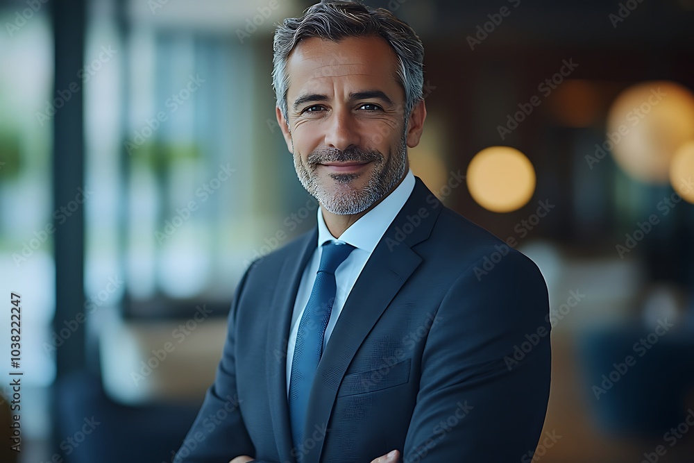 Confident Mature Businessman in Blue Suit Portrait Confident Mature Businessman in Blue Suit Portrait