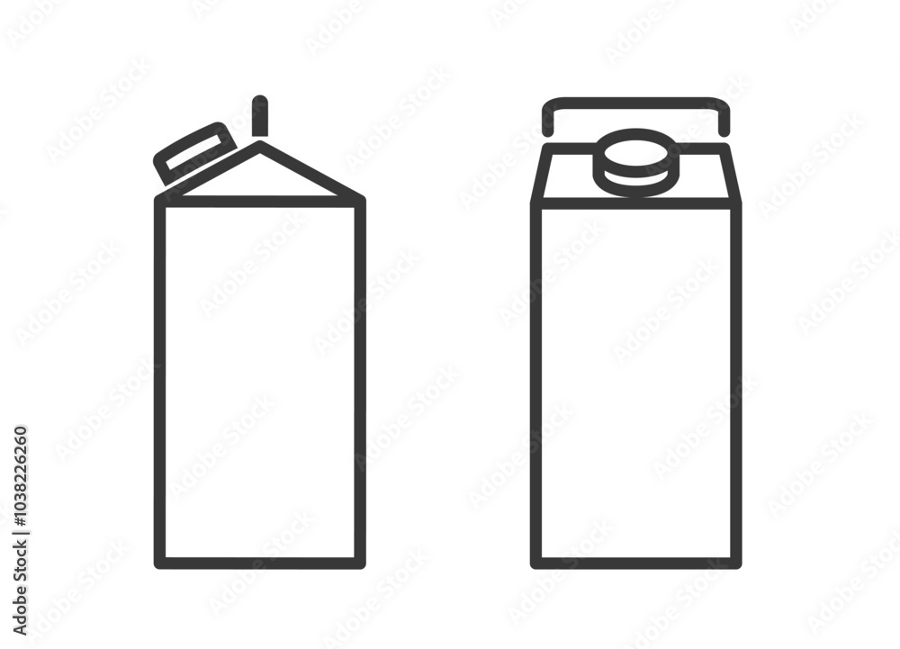 Tall milk, juice, yogurt paper packaging in front and side view line icon. Outline pictogram of dairy product carton container with editable stroke. For web page, app design, logo. Vector illustration Tall milk, juice, yogurt paper packaging in front and side view line icon. Outline pictogram of dairy product carton container with editable stroke. For web page, app design, logo. Vector illustration