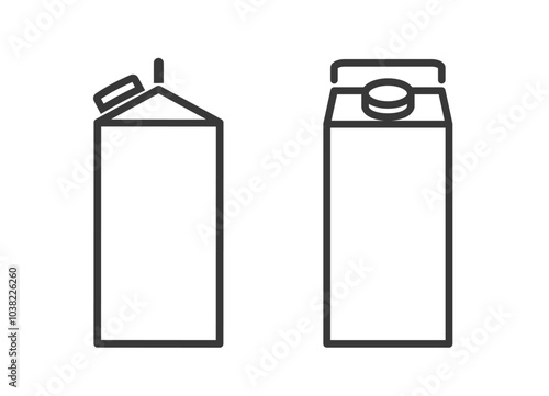 Tall milk, juice, yogurt paper packaging in front and side view line icon. Outline pictogram of dairy product carton container with editable stroke. For web page, app design, logo. Vector illustration