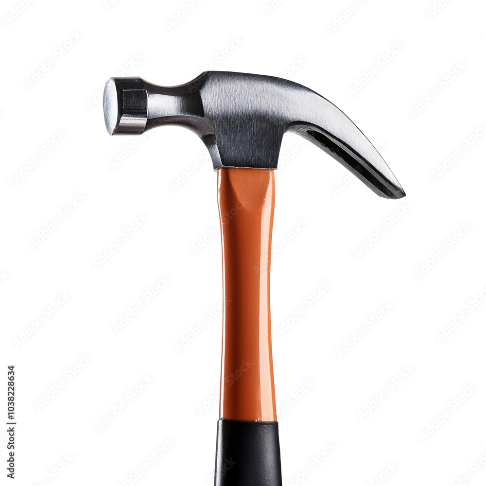 Hammer with a metallic head and wooden grip, white isolate background transparent background Hammer with a metallic head and wooden grip, white isolate background transparent background