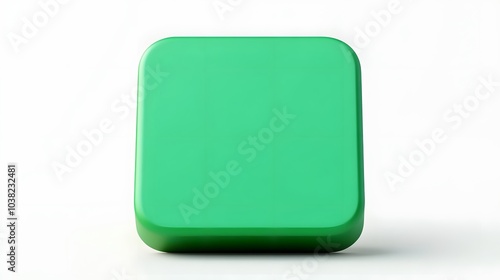 Blank Mobile application icon, button - green square with round corners. 3d rendering, white background