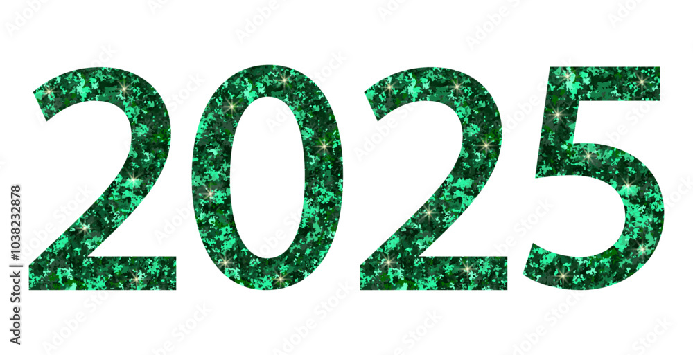 2025 numbers green glitter on transparent background 2025 numbers green glitter on transparent background