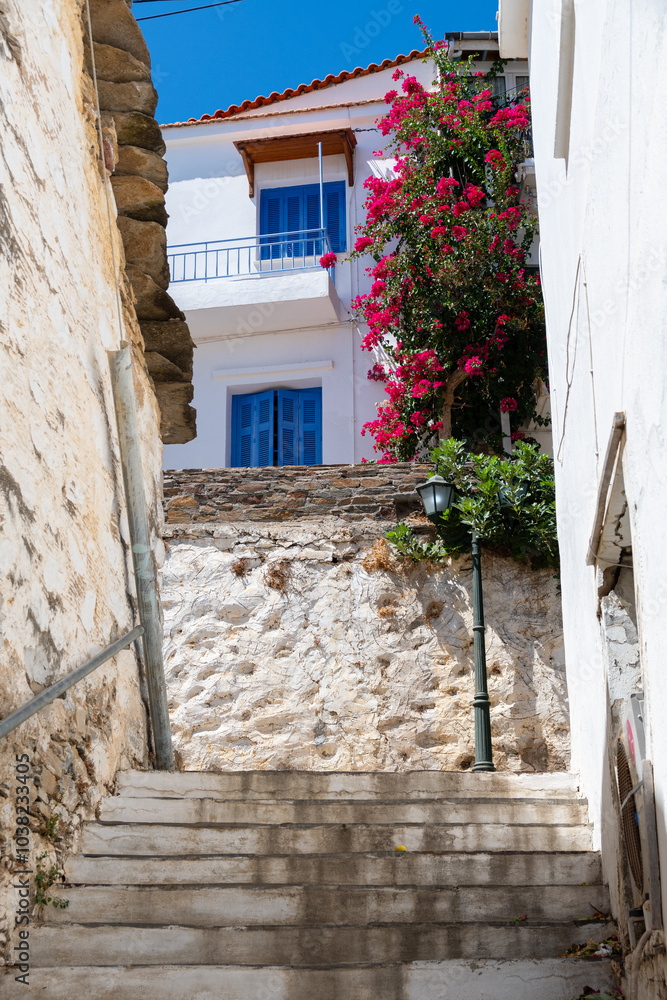 Agios Kirykos village in Ikaria island, Greece