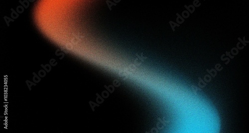 Gradient color gradient grainy background, glowing orange blue wave rainbow shape, vibrant poster black backdrop, noise texture banner cover header design 