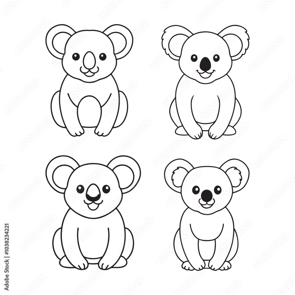 Obraz premium Koala Bear Vector Outline for Tattoos.