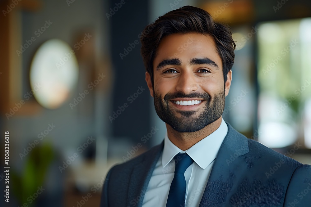 Friendly Businessman Headshot Confident Man in Suit, Smiling Friendly Businessman Headshot Confident Man in Suit, Smiling