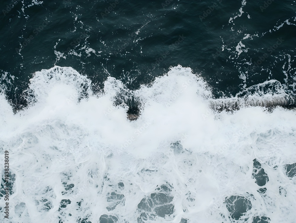 Overhead View of Ocean Waves and Sea Foam Overhead View of Ocean Waves and Sea Foam
