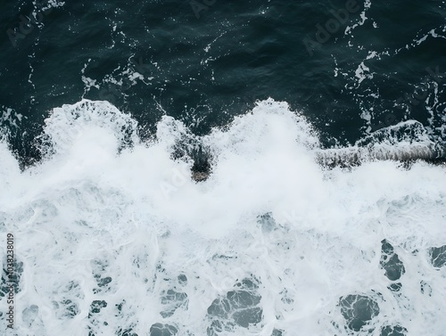 Wallpaper Mural Overhead View of Ocean Waves and Sea Foam Torontodigital.ca