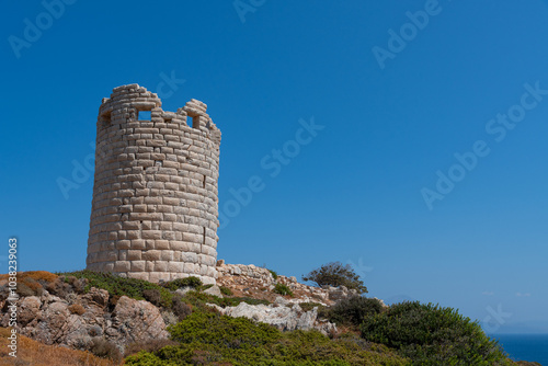 Drakano fortress tower in Ikaria island, Greece photo